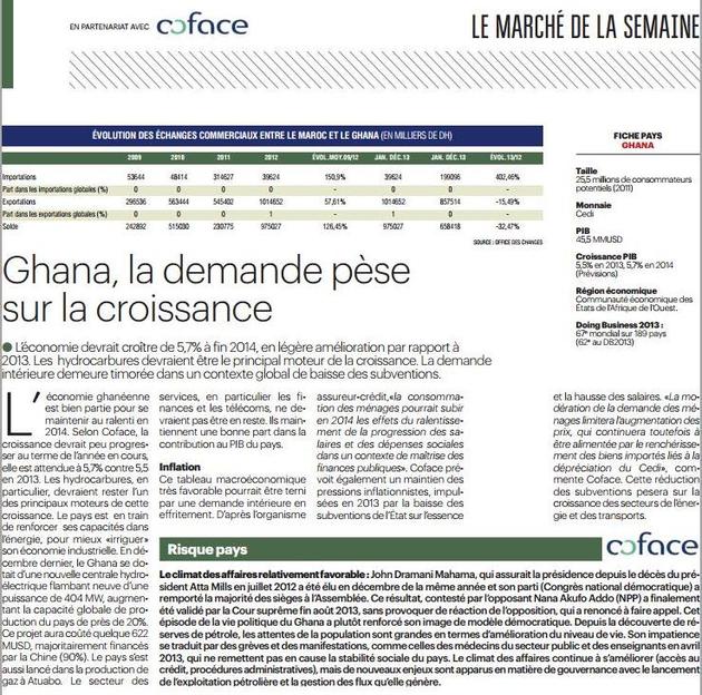 Ghana Etudes économiques Coface et Cahier Afrique les Ecos